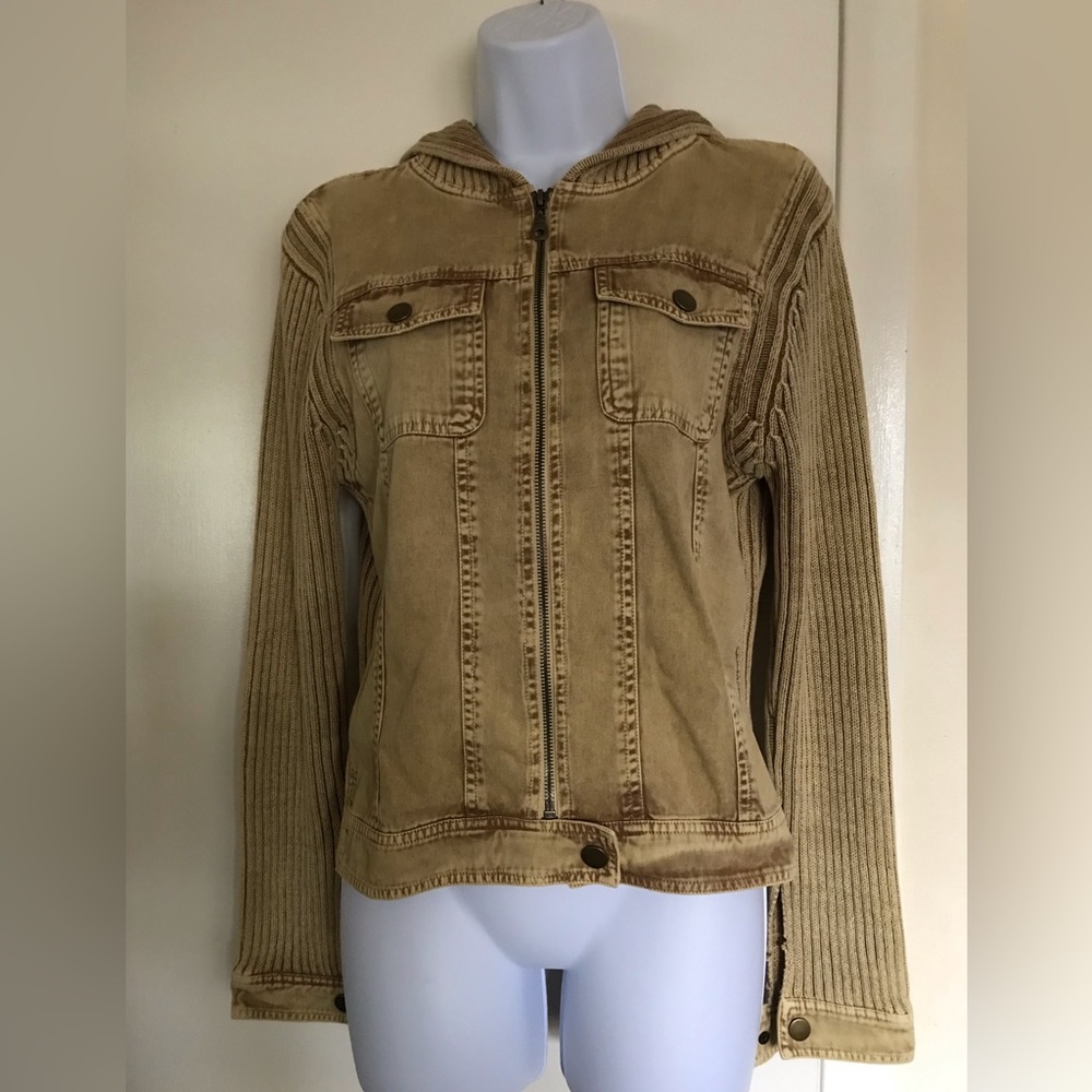 east side westside size L hooded Beige jacket closed in the front with zipper - Picture 3 of 14